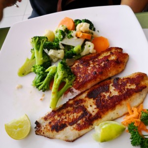 corvina a la plancha con vegetales