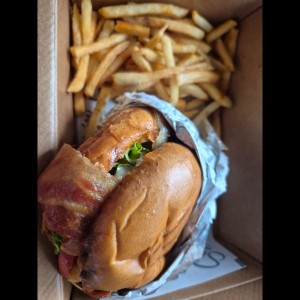 4 cheese and bacon burger