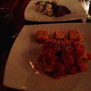 Robalo con polenta