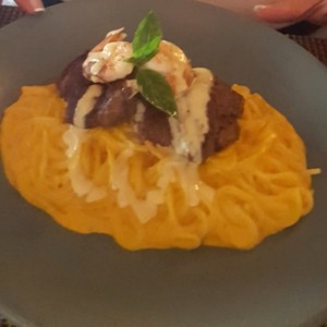 Espagueti a la huancaina 