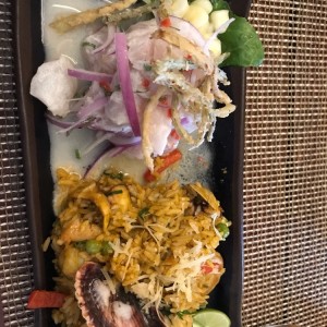 cebiche y arroz con mariscos