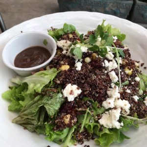 ensalada de quinoa negra, arandanos y queso feta
