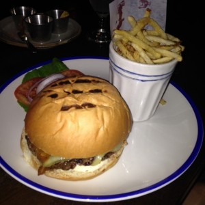 smoked bacon and pepper cheese burger
