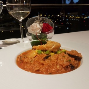 Arroz caldoso en frutos del mar