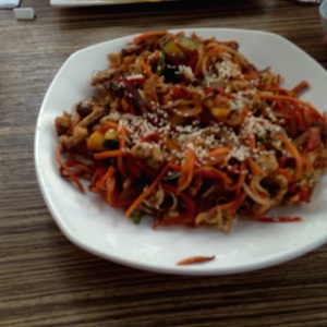 Vegetales salteados con pollo