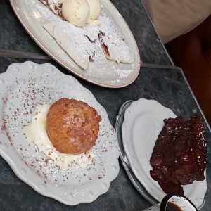 pizza de nutella, helado frito, chococake