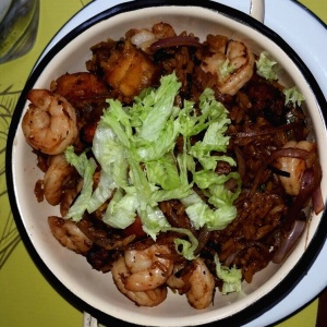 Arroz de platano con camarones