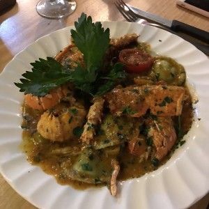 raviolis de ricotta con berenjena