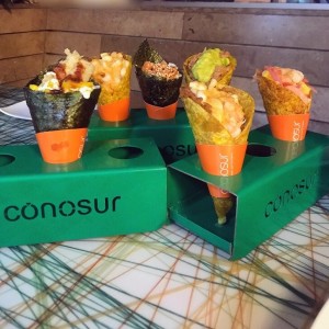 platano en mar encocado, sushi tempura
