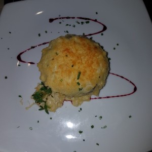 Portobello con pulpa de jaiba gratinada
