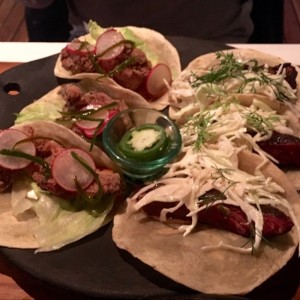 Tacos de pollo frito, tacos de morrillo