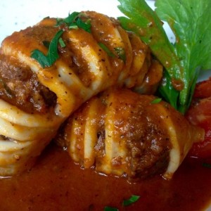 Calamarea rellenos de morcilla