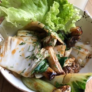 Lomo de res y berenjena