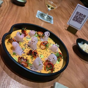 tiradito de pupo y pescado ahumado