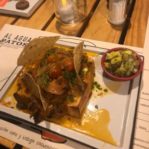 pato con carne al filo y pico de gallo