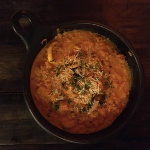 Arroz caldoso de camarones y cangrejo