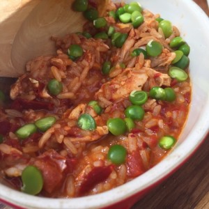 arroz meloso y enchilado de conejo