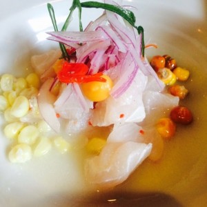 Ceviche de corvina con leche de tigre