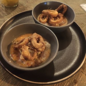 Ceviche dos texturas (lo partieron en dos para compartir)