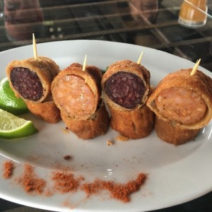 Morcilla y chorizo apanados
