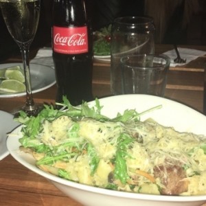 Pasta lomo y vegetales