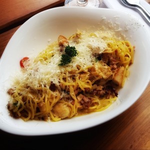 Carbonara con Pollo.