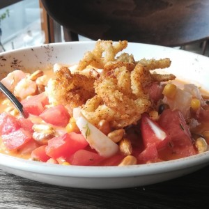 Ceviche (mixto) en crema de rocoto