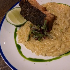Pescado y orzo
