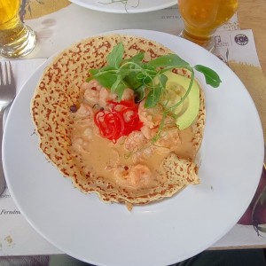 Crepé de camarones Rosarito.