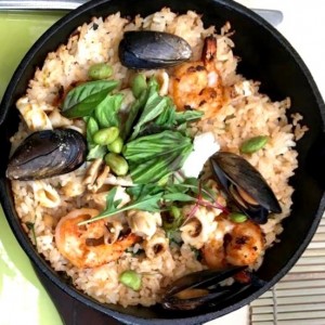 Kimchi rice de mariscos