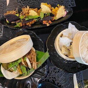 Bao + tacos + gyosas