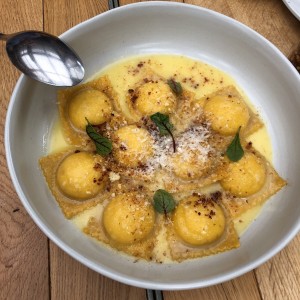 Raviolis de queso, mascarpone