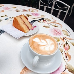 Capuccino y Torta de mora con arequipe