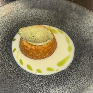 Helado de pimientos en trata de pistachos