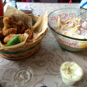 Calamare apanados y ceviche pacifico