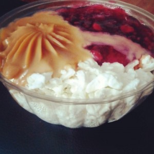 postre de queso, arequipe y mora