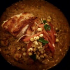 encocado de robalo con arroz caldoso