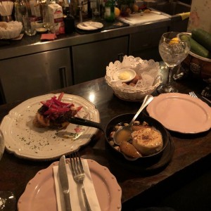 Pulpo a la parrilla y Camembert