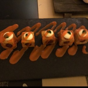 Patatas criollas bravas rellenas con txistorra