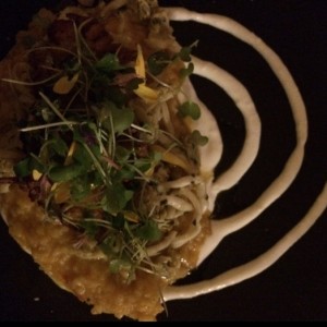 Arroz meloso de chipi chipi con tallarines de calamar