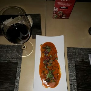 rice cake con langostinos 
