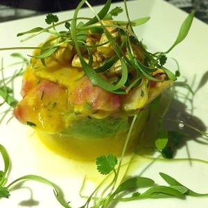 Causa de pescado blanco y aji amarillo