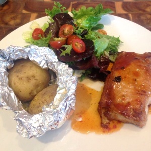 Chatas de cerdo en salsa BBQ