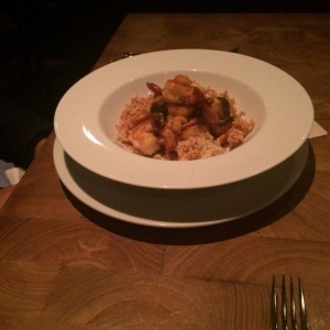langostinos en pega de arroz