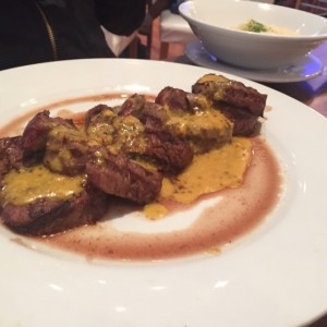 roastbeef a la mostaza con arroz blanco