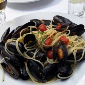 espaguetis con mejillones