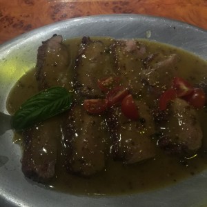 magret de pato con pimiento