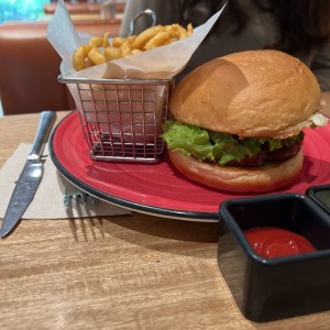 Hamburgesa con papa spirals 