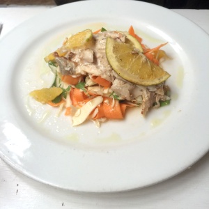Trucha con vegetales
