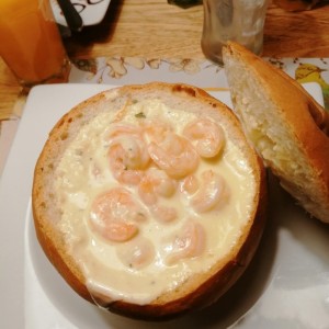 panne Cook de camarones al ajillo